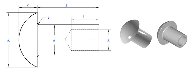 Pan head semi tubular rivets